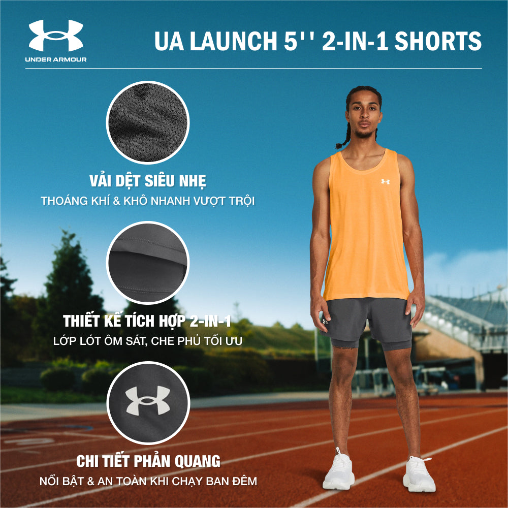 Quần Ngắn Nam Under Armour Launch 5 Inch 2-In-1 - Supersports Vietnam