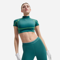 Áo Thun Bó Nữ UA Heatgear Elite Crop Mock Short Sleeve
